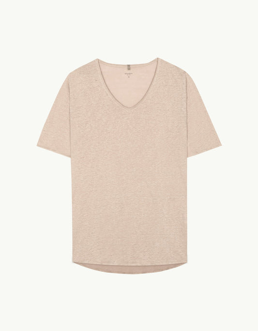 V-NECK LINEN SAND