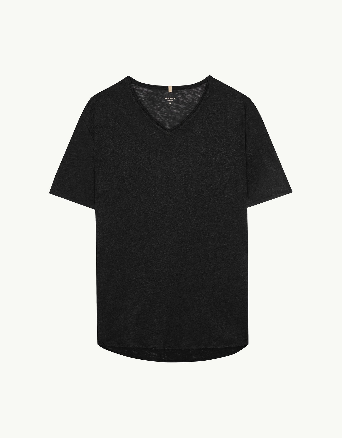V-NECK LINEN NERO